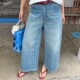 宽松慵懒直筒九分裤 ACRAB 女 型很好浅蓝色高腰阔腿牛仔裤 早春版
