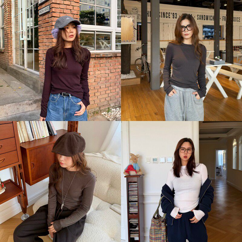 ACRAB 修身显瘦圆领打底衫软糯亲肤纯色长袖T恤女气质上衣,女装/女士精品,T恤,淘宝优惠券,粉丝福利购,淘宝优惠卷