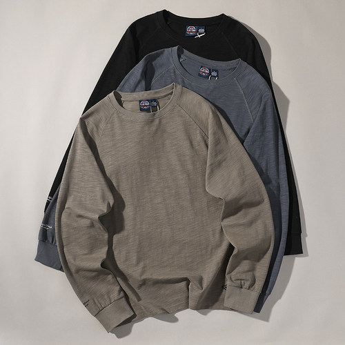 日系重磅竹节棉宽松卫衣T恤