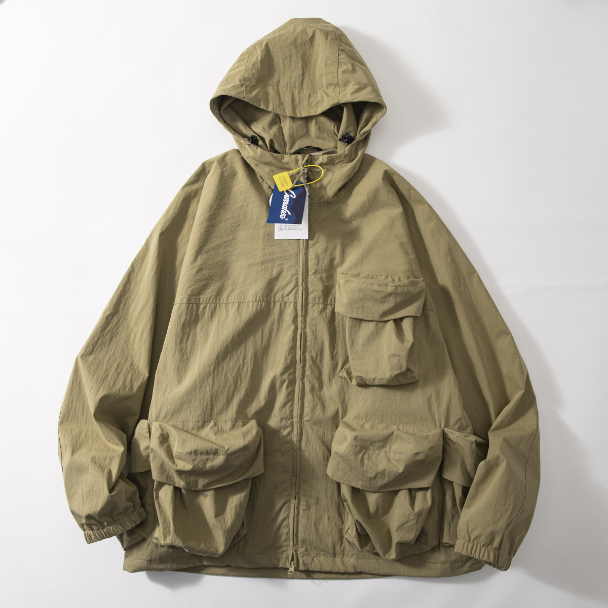 美式复古立体口袋连帽工装夹克外套男士2025新款潮流宽松休闲上衣