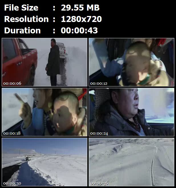 巴尔鲁克山冬季积雪司机开车妇女孩子回家过年高清实拍视频素材