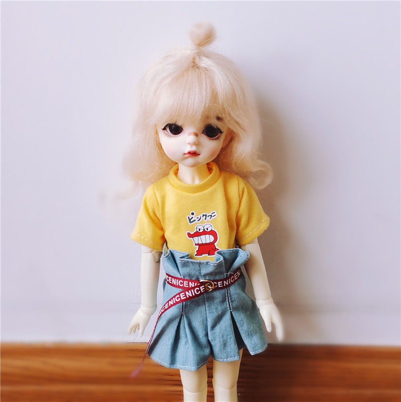 特体尺寸定制小布BJD 6分 8分viya 娃娃衣服T恤牛仔短裤