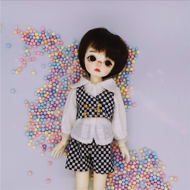 特体尺寸定制小布BJD6分8分viya娃娃衣服男娃套装马甲衬衫洋装
