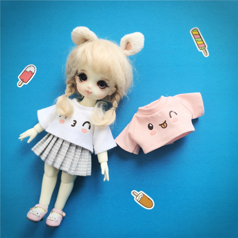 特体尺寸定制小布BJD6分8分ob娃娃衣服T恤百褶裙套装