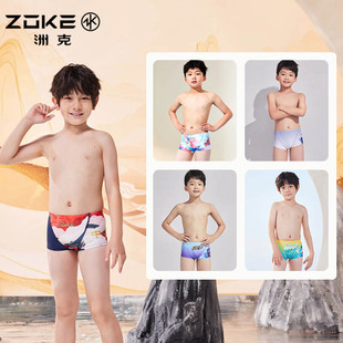 包邮 ZOKE洲克新款 卡通 时尚 青少年儿童训练比赛游泳男童平角泳裤