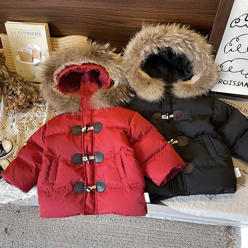 2025冬季儿童羽绒服新国标90白鸭绒羽绒服女童冬季牛角扣羽绒外套