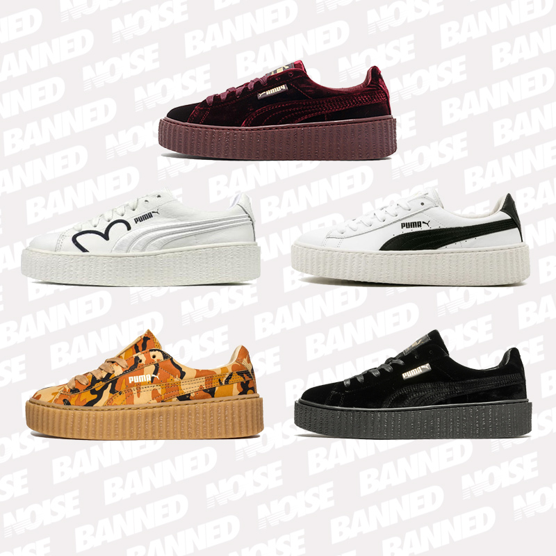Puma x Fenty 彪马蕾哈娜联名黑白丝绸厚底增高松糕鞋 364462-01