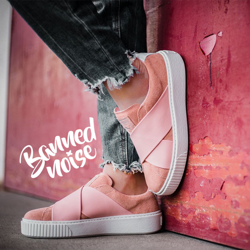 Puma/彪马Suede 蕾哈娜白粉白灰一脚踹简版松糕板鞋 365477-01-02
