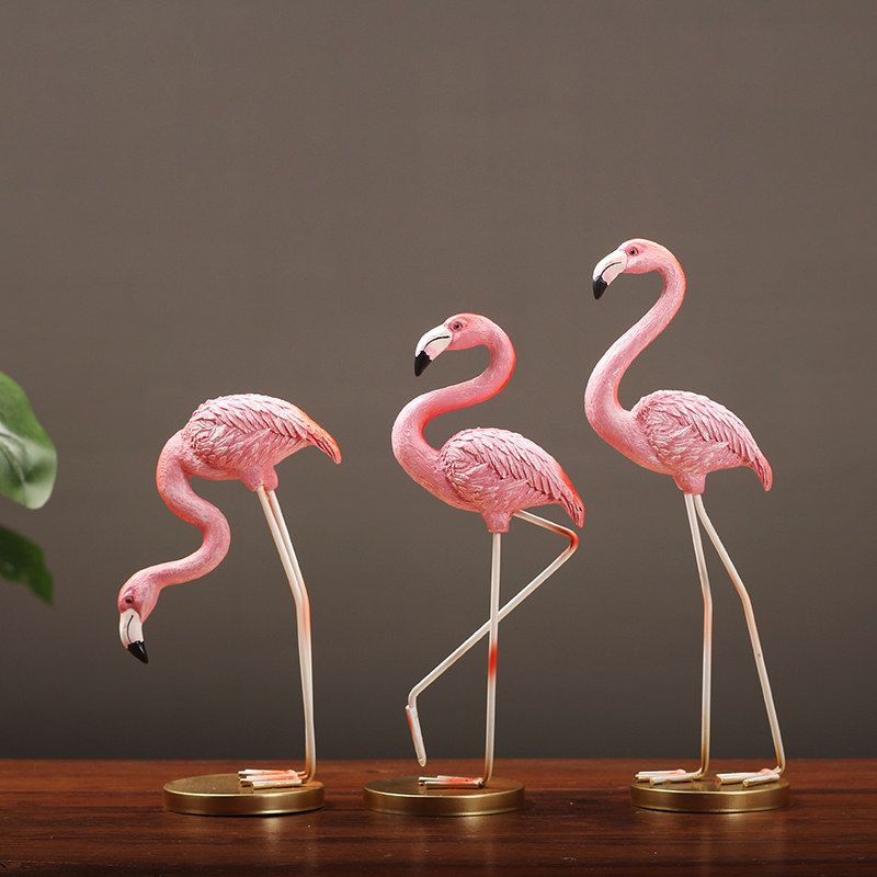 北欧火烈鸟摆件粉色少女心礼物家居房间卧室样板间桌面装饰品摆设