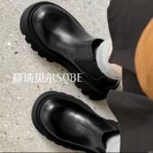 天天宝儿2025秋冬新款 1918R厚底增高马丁靴英伦风真皮切尔西短靴