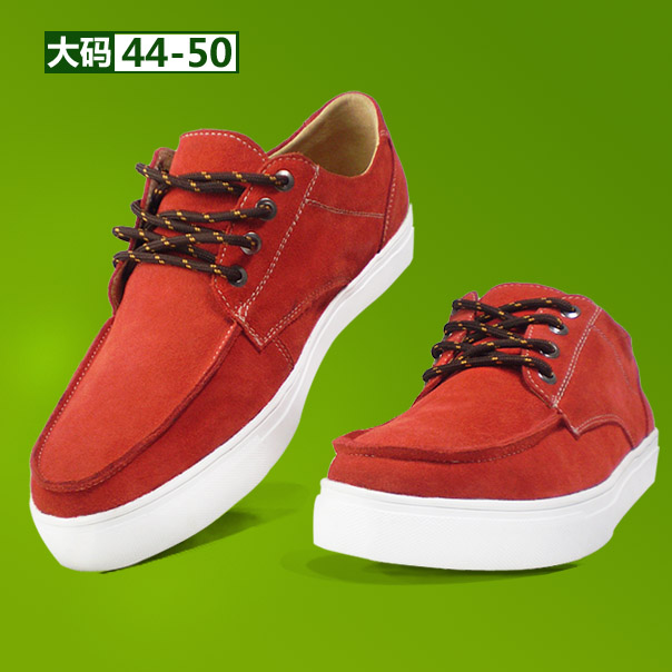 透气特大码休闲风系带真皮男鞋