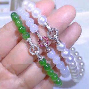 DIY饰品配件铜镀真金珍珠项链扣头圆环手链扣百搭连接扣收尾扣子