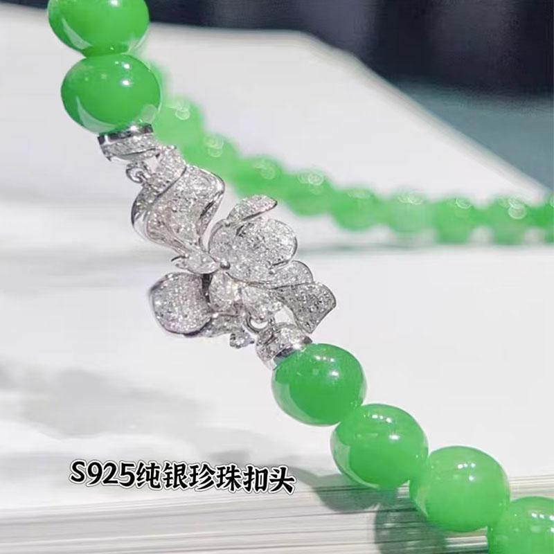 DIY祖母绿色锆石珠链扣