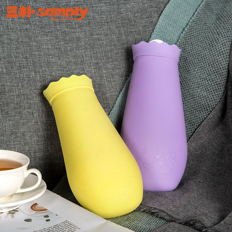 三朴硅胶热水袋注水灌水暖水袋大号毛绒萌萌可爱暖宫暖手宝暖宝宝