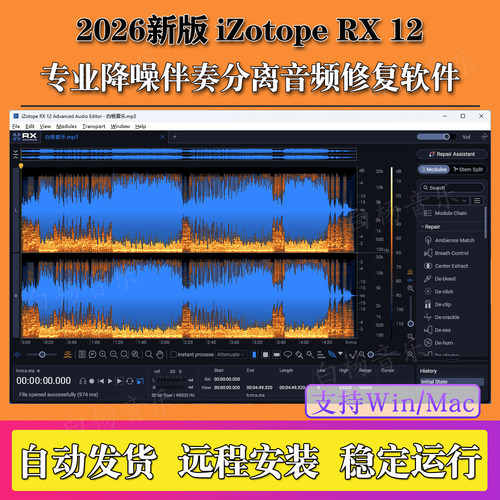 iZotope RX 12全套效果器插件Win中文版RX 10人声伴奏降噪软件Mac