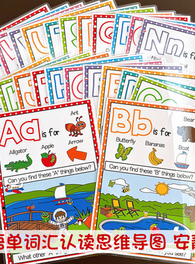 英文字母闪卡英语单词汇启蒙教具场景思维导图手工DIY制作安静书