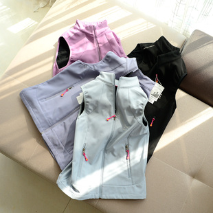 支持定制logo户外运动休闲立领马甲女春秋款复合拉绒软壳背心外套