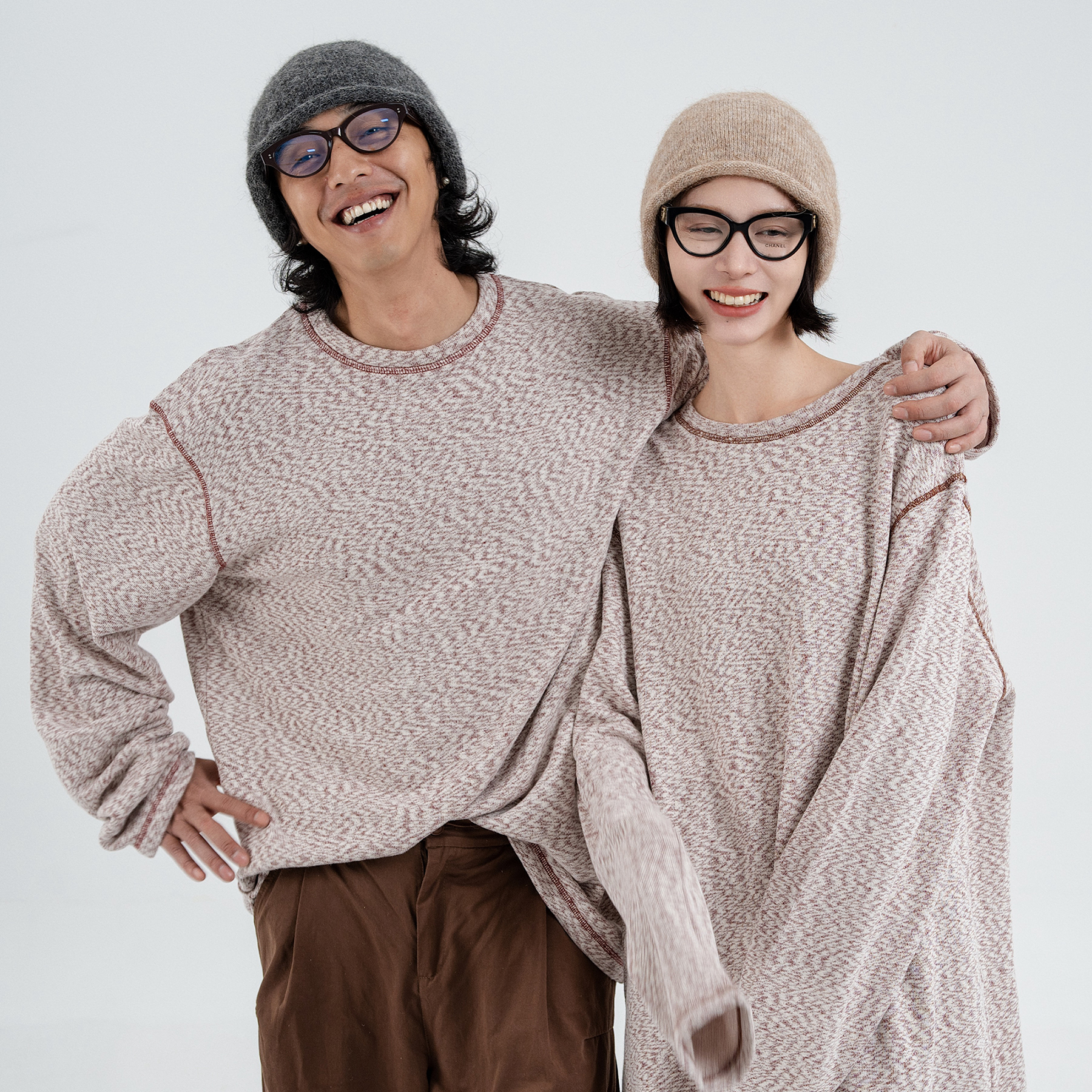 2024纯棉复古毛圈打底衫居家服男女同款无性别穿搭秋冬打底衫设计