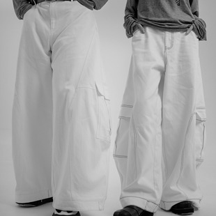 设计感 秋冬女香蕉裤 出差夏威夷24aw休闲复古弯刀裤 男重工水洗长裤