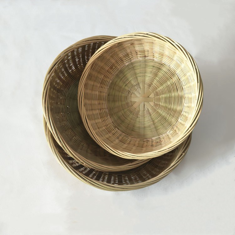 竹编柳编收纳筐 竹筐竹篓纯手工编织水果篮 储物篮家用馒头筐笸箩