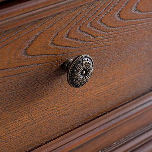 欧美式家具青古铜色圆形雕花拉手抽屉斗柜橱柜把手玄关柜衣柜鞋柜