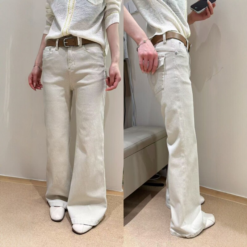欧洲站2026早春新款欧货时尚浅色百搭修身显瘦微喇牛仔裤长裤女