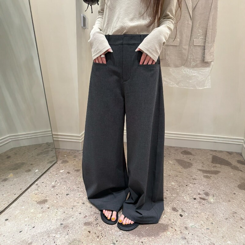 欧洲站2026春季新款欧货高级感高腰显瘦直插口袋西裤百搭阔腿长裤