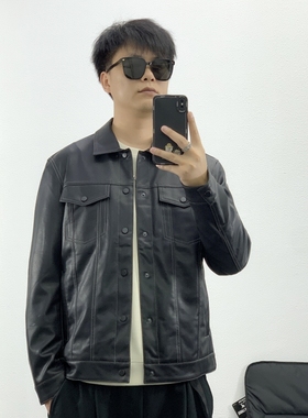 皮衣男春秋季新款翻领韩版修身潮牌短款帅气机车PU皮夹克防风外套