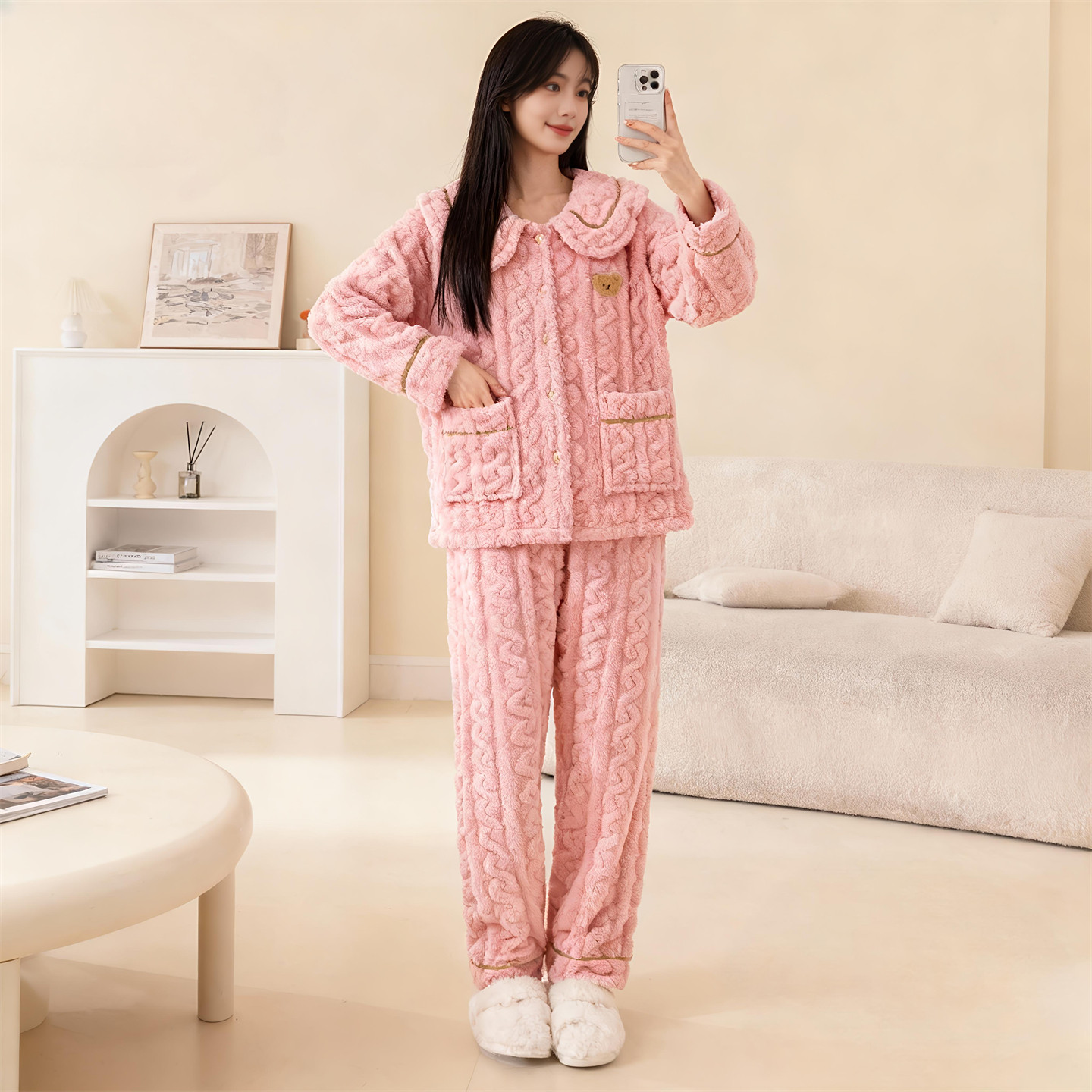 珊瑚绒女士睡衣秋冬新款加绒加厚保暖可外穿法兰绒家居服套装Y91,女士内衣/男士内衣/家居服,睡衣/家居服套装,淘宝优惠券,粉丝福利购,淘宝优惠卷