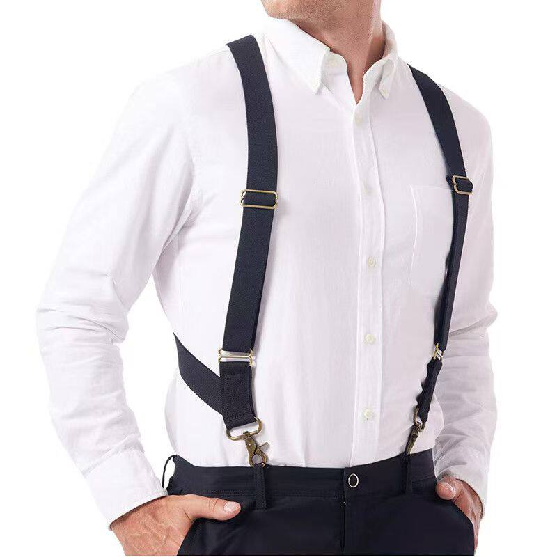 枪套式背带夹挂钩吊裤带男士西裤钩扣肩带侧夹吊带工作一体式背带