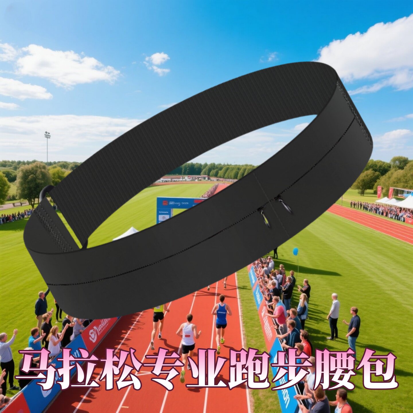 Поясная сумка для бега Marathon special, эластичный спортивный пояс, бутылка для воды, невидимая липучка, мобильный телефон, легкая и прозрачная Изображение 1