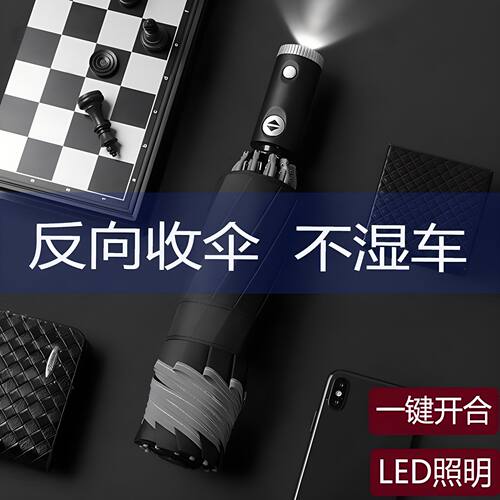三折全自动反光LED晴雨伞