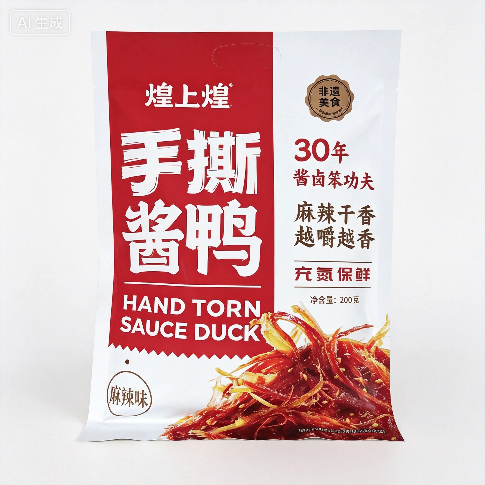 煌上煌手撕酱鸭麻辣味独立小包装卤味熟食零食江西南昌特产200克