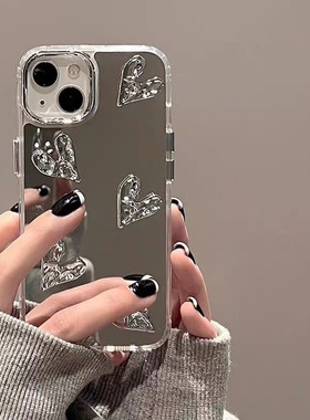 立体电镀爱心适用MATE70华为Nova13/11/8手机壳9/10新款P60简约p40个性P30镜面P50全包7SE防摔ART软壳12PRO女