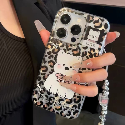 豹纹西高地小狗适用小米14/12手机壳K60红米K50新款Note12/9硅胶13PRO+防摔11全包10s可爱K70至尊版k40s女款