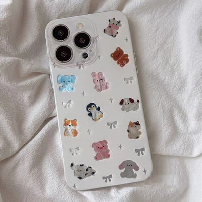 ins卡通小动物适用苹果14手机壳iPhone13ProMax新款15pro防摔12女款小众11硅胶16pro日韩风xs全包78plus软壳
