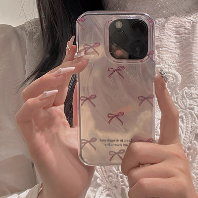 简约粉色蝴蝶结适用K70小米14/12手机壳K60红米K50新款Note12防摔13PRO硅胶11全包10网红K70至尊版软壳k40S女