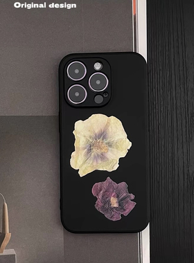 黑色简约花朵适用IQOOZ10TURBO手机壳IQOO NEO9SPRO全包NEO10/12镜头7/8PRO硅胶13防摔U5小众Z3软壳Z6/Z9X女