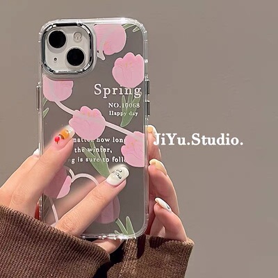 镜面郁金香花朵适用Magic7华为荣耀300/200/100/X60手机壳X50全包80/90防摔X40小众70PRO高级X30畅玩60plus女