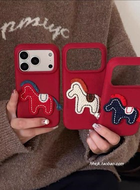 新年红色小马K12适用OPPO Reno15/14/13手机壳9创意10pro可爱Find X8S+/A2硅胶5防摔6全包X9/7卡通3软壳A2x女