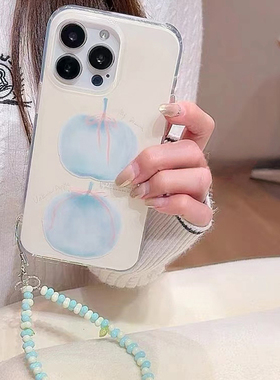小清新蓝色苹果Y78+适用VIVO X200/X90手机壳S17/X60/X80PRO/X100全包S19防摔S20/Y77e简约Y76S小众Y52SY35女