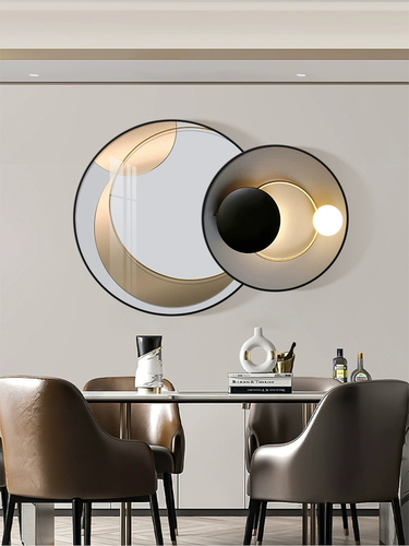 Гостиная декоративная живопись современная минималистская круглая диван Фоны стена роспись Nordic Light Luxury Creative Superposition Restaurant Hanging Painting