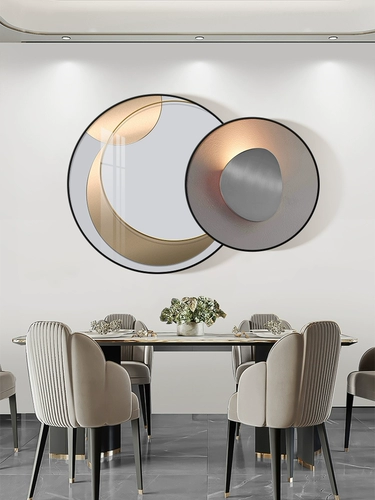 Гостиная декоративная живопись современная минималистская круглая диван Фоны стена роспись Nordic Light Luxury Creative Superposition Restaurant Hanging Painting