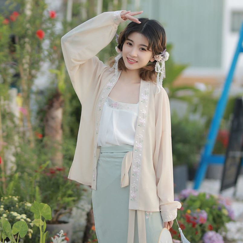 国风开衫外套短衫春夏上衣防晒服长飞机袖宋制汉服元素女大码薄款