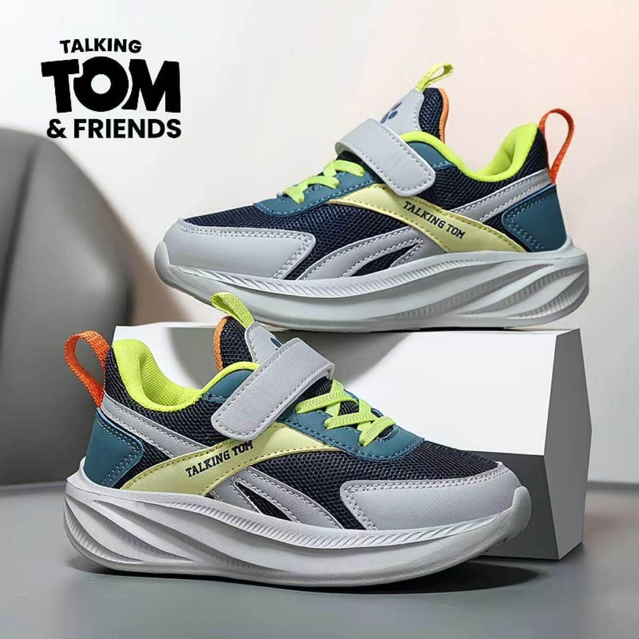 汤姆猫男童运动鞋魔术贴网面透气春秋新款