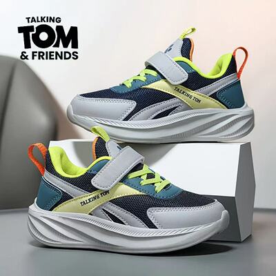 汤姆猫男童网面透气魔术贴跑鞋