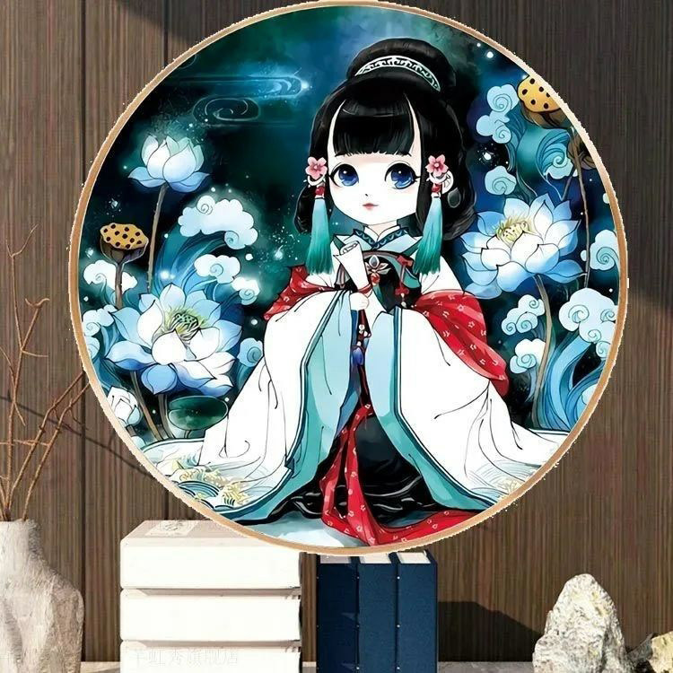 莲花仙子十字绣2026新款古典美女线绣客厅玄关小件简单手工自己绣