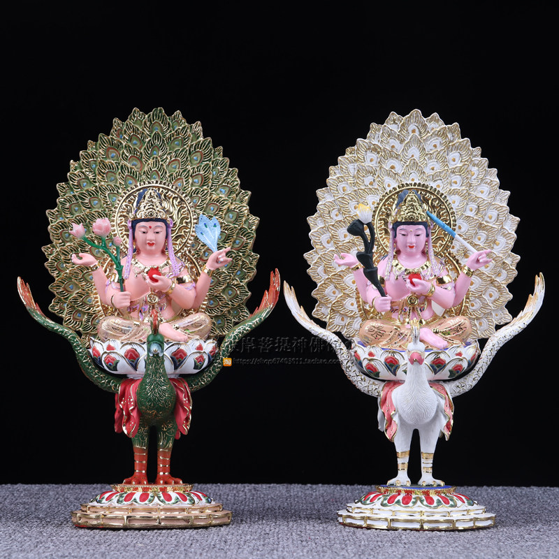 孔雀明王佛母金刚孔雀大明王护世金刚佛像神像宗教密宗摆件精工彩