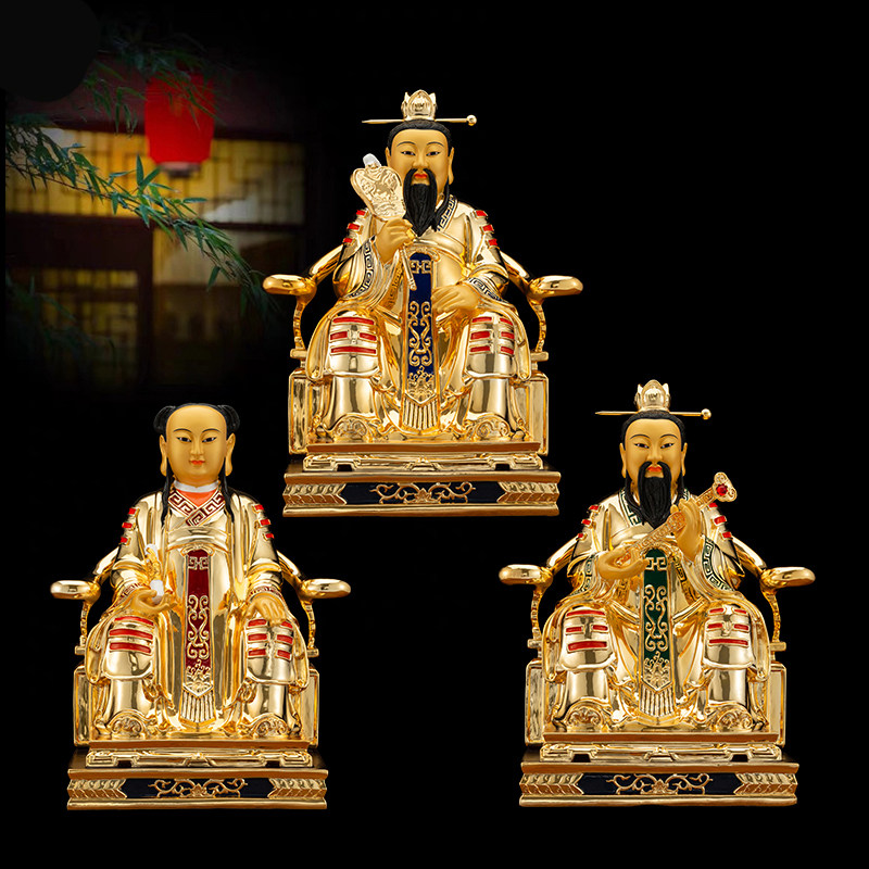 三茅真君纯铜鎏金茅山祖师爷家用道士祖师摆件新品