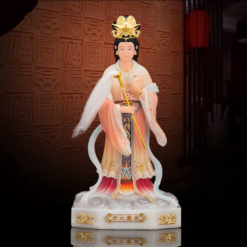 泰山老奶奶神像汉白玉泰山娘娘圣母佛像居家供奉摆件碧霞元君神像